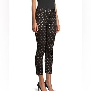Jen7 7 For All Mankind Black Metallic Polka Dot Ankle Skinny Jeans